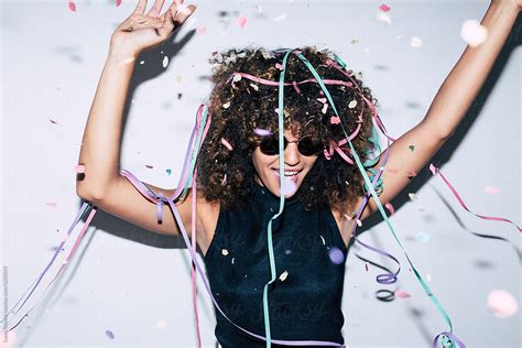 Mixed Race Woman Celebrating A Party By Stocksy Contributor Lucas