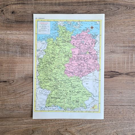 Vintage Map of Germany Ephemera History Geography Book Scrapping Craft ...