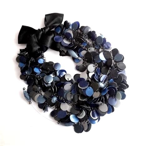 Statement Necklace Made Of Recycled Plastic Bottles Dark Blue