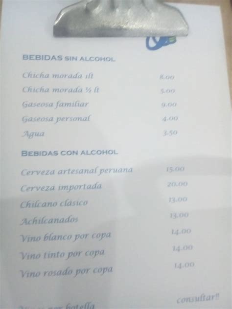 Carta del restaurante El Populacho Villa María del Triunfo