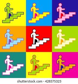 Man On Stairs Going Stock Vector Royalty Free Shutterstock