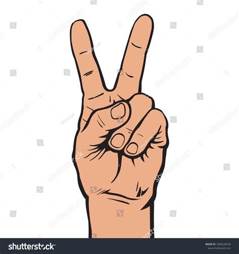 Hand With Two Fingers Up Victory Or Peace Symbol Letter V In Sign