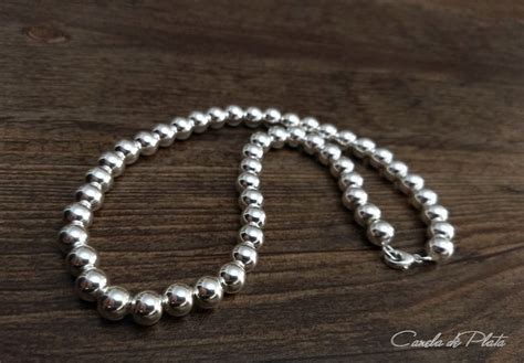 Sterling Silver 8mm Beads Necklace Sterling Silver Balls Etsy