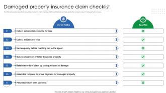 Damaged Property Insurance Claim Checklist PPT Example