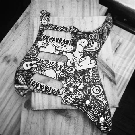 Fender Strat Pickguard Vintage Line Art Custom Pickguard Graphic