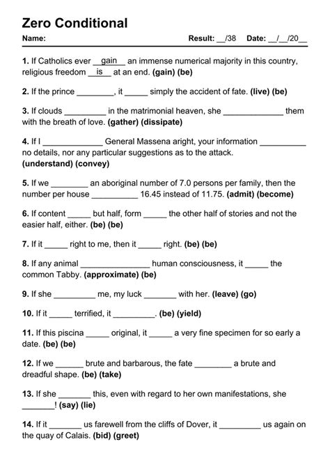 Zero Conditional Pdf Worksheets With Answers Grammarism