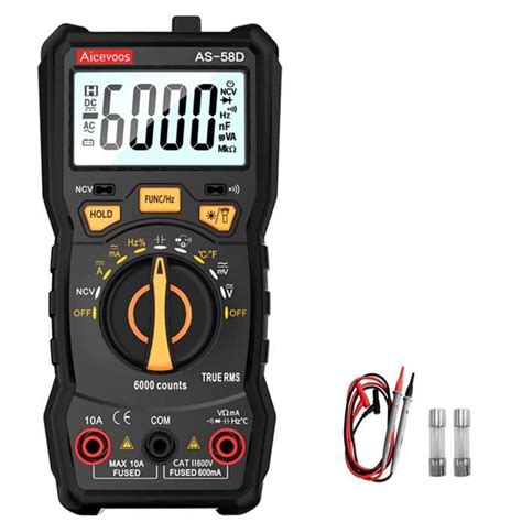 Multimètre numérique 6000 points voltmètre DC AC et testeur Ohm Volt