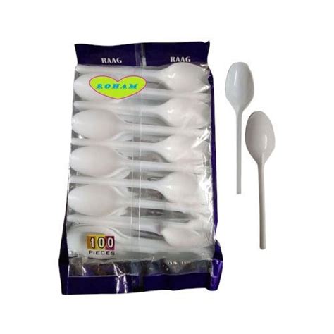 100 Piece White Disposable Plastic Spoon For Event And Party Supplies