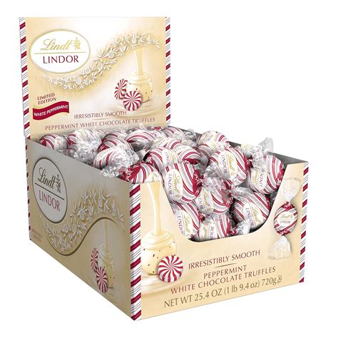 Lindt Lindor Holiday White Chocolate Peppermint Truffles White Chocolate Candy