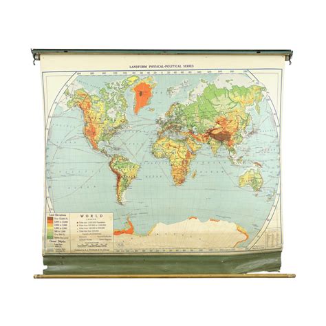 1950s Landform Physical Political Series Roll Up World Map | Olde Good