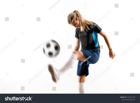 Blonde Football Player Teenager Girl Over Stock Photo 1450721078 Shutterstock