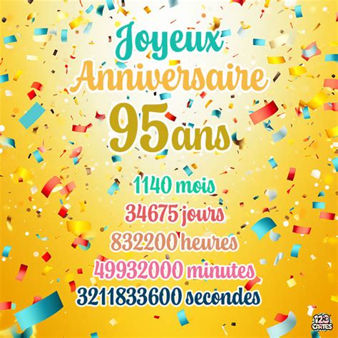 Carte Anniversaire 95 Ans Confettis Colorés 123cartes