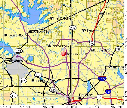 Map Of Addison Texas | Tourist Map Of English