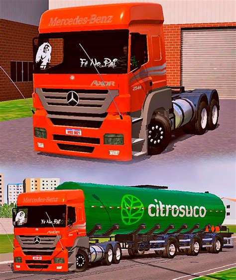 Skins Mercedes Benz Axor Laranja Faixas Na Carreta Tanque Verde