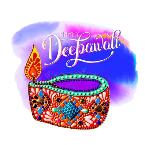 Original Greeting Card To Deepavali Festival with Diya Jewels Pa Stock Vector - Illustration of ...