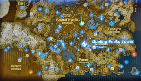 Dueling Peaks Tower Botw Sheikah Tower Guide The Legend Of Zelda