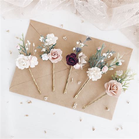 Flower Hair Pins Bridal Flower Hair Pins Set Of Wedding Etsy Bridal