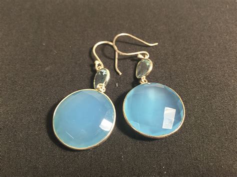 Blue Moonstone 925 Sterling Drop Earrings Blue Earrings Etsy