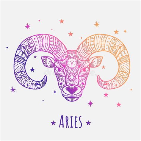 Colorful Zodiac Sign Aries Vector Lineart Easy To Recolor Stock