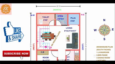 South Facing House Vastu Plan 20x30 Southhouseplan