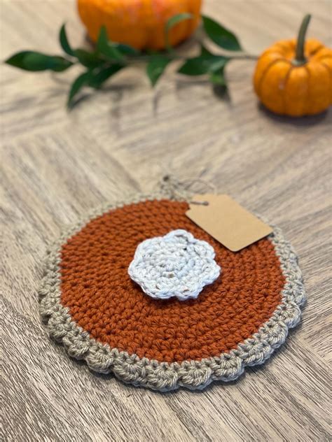 Handmade Pumpkin Pie Potholder Hot Pad Trivet Thanksgiving Halloween Fall Autumn