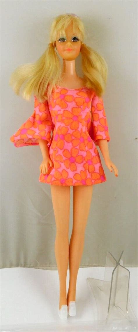 Vintage 1960s Mattel Blonde Tnt Bendable Leg Pj Doll With Plastic Stand Ebay