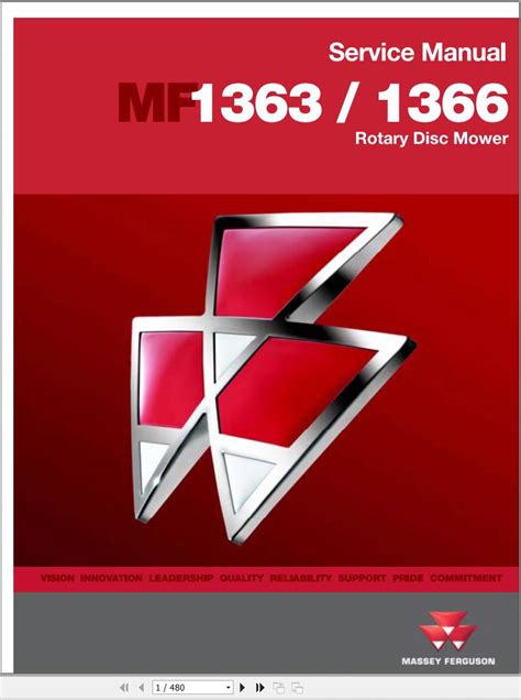 Massey Ferguson Rotary Diss Mower 1363 1366 Service Manual 4283435M4