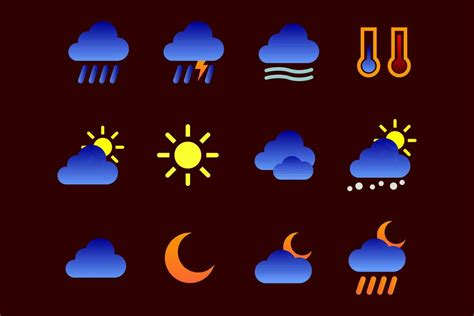 set of weather icons, Weather unique icons set elements for mobile and ...