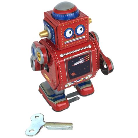 Red Robot Windup Mini Classic Tiny Tin Toy