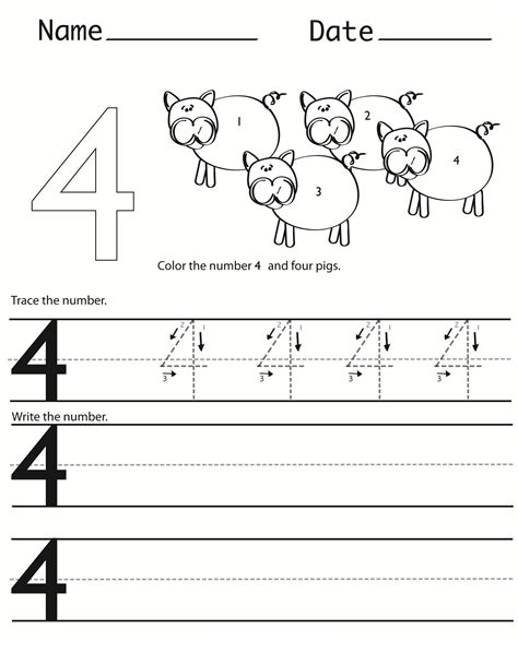 Number 4 Worksheet For Preschool