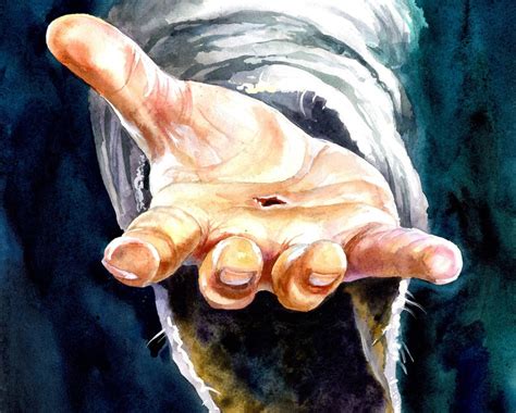 Jesus Painting Hand of Jesus LDS ART Watercolor Jesus Christ Hand of ...