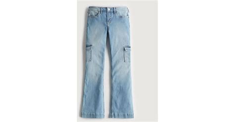 Hollister Denim Low Rise Medium Wash Cargo Y K Boot Jeans In Light Wash