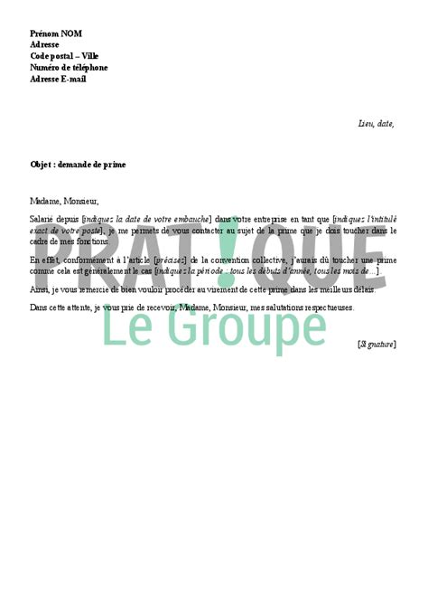 Lettre De Demande De Prime Son Employeur Pratique Fr