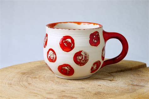 Keramik Tasse Mit Punkten Handget Pfert Etsy De Tassen Get Pferte