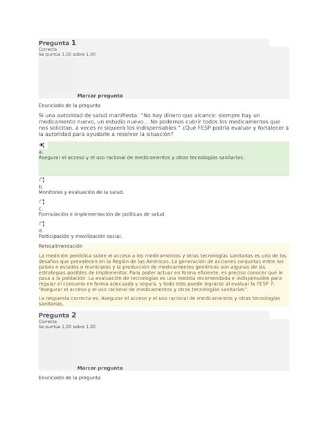 Examen De Fesp Documento De Interes Pregunta Correcta Se Punt A