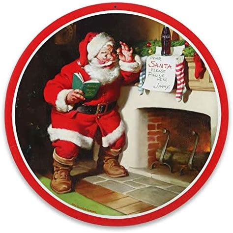 Amazon Coca Cola Santa Claus Round Metal Sign Vintage Coca Cola