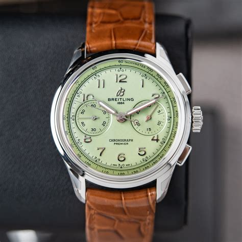 Breitling Premier B09 Chronograph UNWORN 2 2023 Pistachio Green Dial