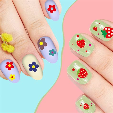 SOGAYU 16 Sheets Nail Stickers for Kids, Cute Self-Adhesive Nail Art ...