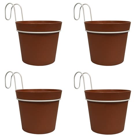 4 pots de fleurs cylindriques ø 14 cm avec crochets en polypropylène