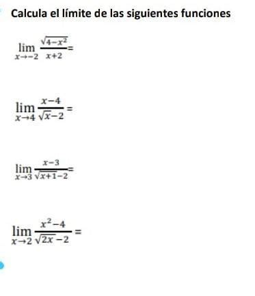 calcula el límite de las siguientes funciones indeterminados me ayudan