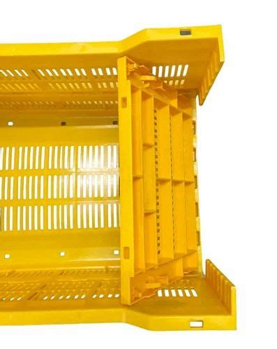 Rectangular Yellow Plastic Vegetable Crate Outer Dimension Lxwxh