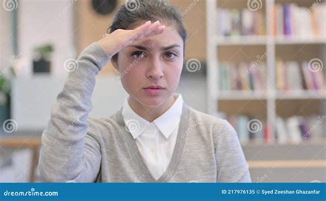 Searching Young Indian Woman Looking Around Stock Image Image Of