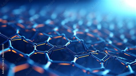 Graphic Representation Of Carbon Nanotubes Nanotechnology Blurred Background With Copy Space