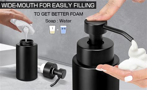 Gmisun Foaming Soap Dispenser 2 Pack Matte Black Glass Foam Hand Soap Dispenser 12