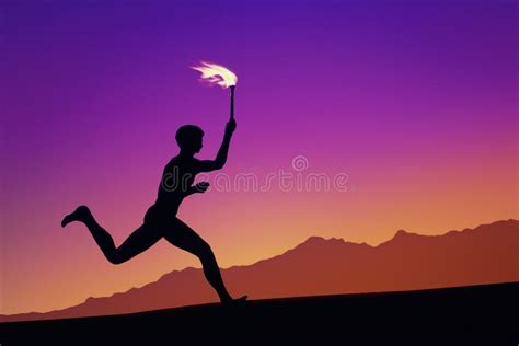 Olympic torch runner stock illustration. Illustration of golden - 7328765