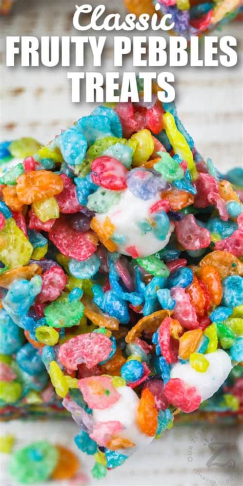 Fruity Pebbles Marshmallow Treats (15 Min Prep!) - Our Zesty Life