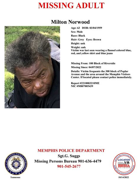 Memphis Police Dept On Twitter Have You Seen Milton Norwood Report