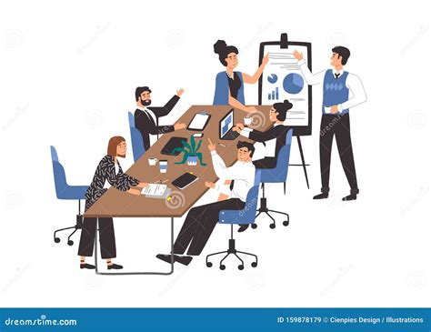 Office Workplace Concept Of Diverse Men And Women Stock Vector