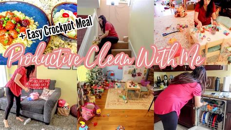 Productive Clean With Me Easy Crockpot Meal Youtube