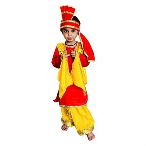 Orange And Yellow Unisex Kids Polyester Bhangra Dress 3 8 Years At Rs